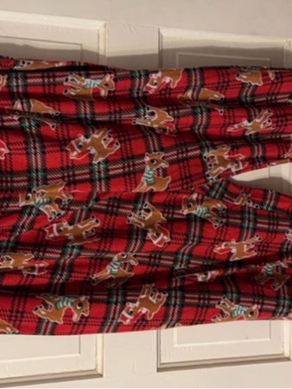 Red Plaid Holiday Lounge Pants with Reindeer Print